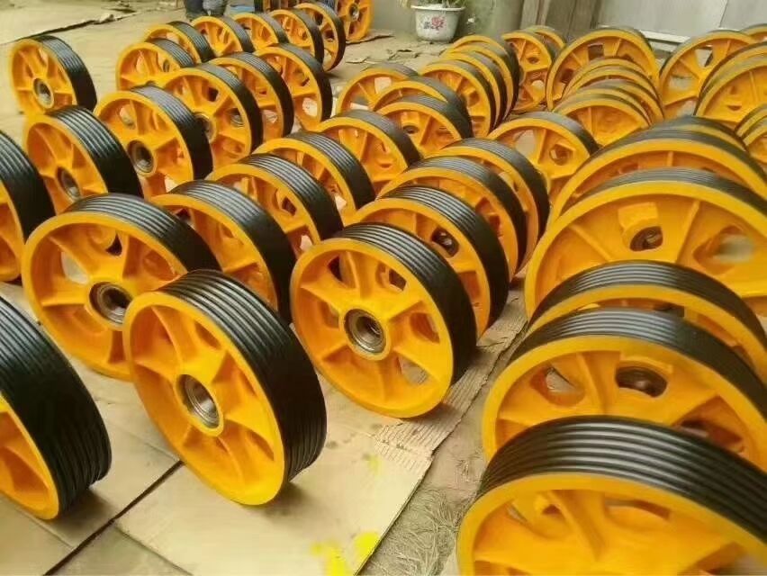 Cast Iron Elevator Guide Wheel Elevator Traction Pulley Deflector Sheave Rope Wheel